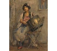 Artery8 Isaac Israels Lady Drummer Percussion Instrument Premium Wall Art Canvas Print 18X24 Inch