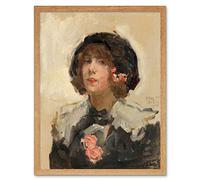 Artery8 Isaac Israels Portrait Of A Woman Painting Art Print Framed Poster Wall Decor 12x16 inch