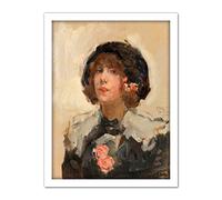 Artery8 Isaac Israels Portrait Of A Woman Painting Artwork Framed Wall Art Print 18X24 Inch