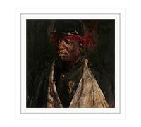 Artery8 Isaac Israels Portrait Of A Wounded Knil Soldier Square Wooden Framed Wall Art Print Picture 16X16 Inch