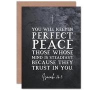 Artery8 Isaiah 26:3 Perfect Peace They Trust In You Christian Bible Verse Quote Scripture Typography Sealed Greeting Card Plus Envelope Blank inside
