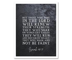 Artery8 Isaiah 40:31 Those Who Hope In The Lord Will Renew Their Strength Christian Bible Verse Quote Scripture Typography Artwork Framed Wall Art Print 9X7 Inch