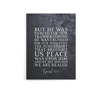 Artery8 Isaiah 53 5 By His Wounds We Are Bible Quote Canvas Wall Art Print in Grey | Size: W24" x H32" Artery8 Grey W24" x H32"