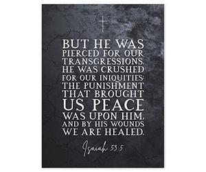 Artery8 Isaiah 53:5 By His Wounds We Are Healed Christian Bible Verse Quote Scripture Typography Art Print Canvas Premium Wall Decor Poster Mural