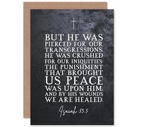 Artery8 Isaiah 53:5 By His Wounds We Are Healed Christian Bible Verse Quote Scripture Typography Sealed Greeting Card Plus Envelope Blank inside