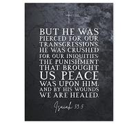 Artery8 Isaiah 53:5 By His Wounds We Are Healed Christian Bible Verse Quote Scripture Typography Unframed Wall Art Print Poster Home Decor Premium