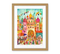 Artery8 Islam Eid Al-Fitr Feast Folk Art Watercolour Painting Artwork Framed Wall Art Print 18X24 Inch