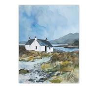 Artery8 Isle Harris Crofters Cottage Scotland Landscape Wall Art Print in Blue | Size: W24" x H32" Artery8 Blue W24" x H32"