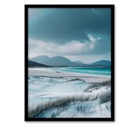 Artery8 Isle Harris Scotland White Sand Luskentyre Beach Bathroom Toilet Artwork Framed Wall Art Print 18X24 Inch