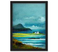 Artery8 Isle Harris White Crofters Cottage Scotland Seascape Wall Art Print - A4 Size