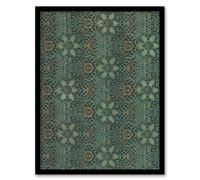 Artery8 Ispahan Pattern Arabesque Textile Vintage Framed Wall Art Print Morris in Blue | Size: A4 Artery8 Blue A4