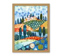 Artery8 Italian Abstract Landscape Folk Art Artwork Framed Wall Art Print 18X24 Inch