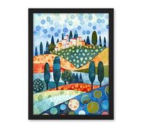 Artery8 Italian Abstract Landscape Folk Art Artwork Framed Wall Art Print 18X24 Inch