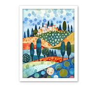 Artery8 Italian Abstract Landscape Folk Art Artwork Framed Wall Art Print 18X24 Inch