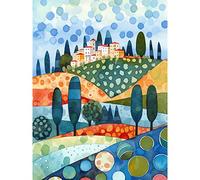 Artery8 Italian Abstract Landscape Folk Art Large Wall Art Poster Print Thick Paper 18X24 Inch