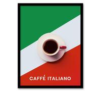 Italian Coffee Cup Aerial View Advert Design Framed Art Print Artery8 Multi A4