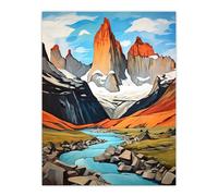 Artery8 Italian Dolomites Oil Painting River Leading To Majestic Mountain Range In Italy Large Wall Art Poster Print Thick Paper 18X24 Inch
