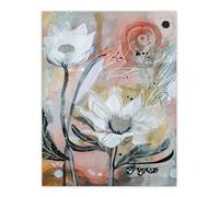 Artery8 Italian White Sunflowers Bloom Abstract Painting Living Room Large Wall Art Poster Print Thick Paper 18X24 Inch