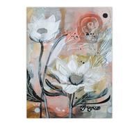 Artery8 Italian White Sunflowers Bloom Abstract Painting Wall Art Print in Grey | Size: W12" x H16" Artery8 Grey W12" x H16"