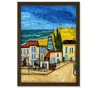 Doppelganger33 LTD Italy Rimini Seaside Town Van Gogh Style Modern Artwork Framed Wall Art Print A4