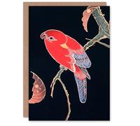 Artery8 Ito Jakuchu Art Card Red Parrot on Tree Branch Japanese