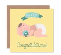 Artery8 It's a Boy Congratulations New Baby Card Artery8 Multicolor