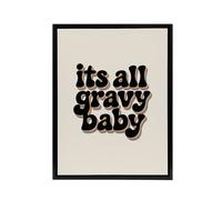 Artery8 It's All Gravy Baby Funky Bold Retro Typography Framed Canvas Art in Beige | Size: W12" x H16" Artery8 Beige W12" x H16"