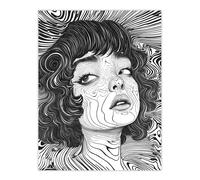 Artery8 It's An Illusion Trippy Black White Portrait Wall Art Print in Grey | Size: W12" x H16" Artery8 Grey W12" x H16"