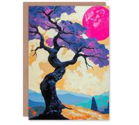 Artery8 Jacaranda Purple Flower Tree Sunset Landscape Birthday Greeting Card Artery8 Purple