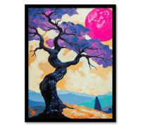 Artery8 Jacaranda Purple Flower Tree Sunset Landscape Framed Art Print | Size: W12" x H16" Artery8 Purple W12" x H16"