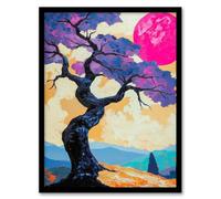 Artery8 Jacaranda Purple Flower Tree Sunset Landscape Living Room Artwork Framed Wall Art Print A4