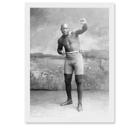 Jack Johnson Boxer Champion World Fist A4 Artwork Framed Wall Art Print Artery8 White One Size