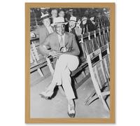 Jack Johnson Boxer Cigar Icon A4 Artwork Framed Wall Art Print Artery8 Light Oak One Size