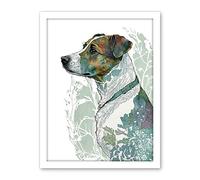 Artery8 Jack Russel Dog Modern Watercolour Portrait Illustration Artwork Framed Wall Art Print 18X24 Inch