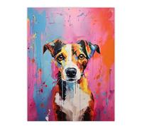 Artery8 Jack Russell Dog Lover Gift Pet Portrait Baby Blue Pink Orange Artwork Painting Extra Large XL Wall Art Poster Print