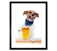 Artery8 Jack Russell Dog Mug Pint Drunk 12X16" Framed Wall Art Print