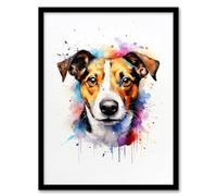 Artery8 Jack Russell Lovers Gift Watercolour Pet Portrait Painting Artwork Art Print Framed Poster Wall Decor 12x16 inch
