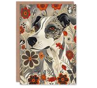 Artery8 Greeting Card Jack Russell Terrier Floral Dog Lover Pet Portrait Blank For Him Or Her Art Birthday Card