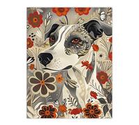 Jack Russell Terrier Floral Dog Lover Pet Portrait Wall Art Print Artery8 Grey W24 inch x H32 inch