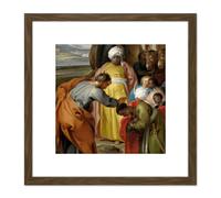 Artery8 Jacob De Wit Saint Philip Baptizes Eunuch Painting 8X8 Inch Square Wooden Framed Wall Art Print Picture with Mount in Brown Artery8 Brown