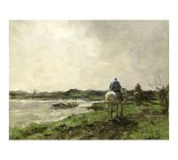 Artery8 Jacob Maris Towpath Canal Horse Painting Large Wall Art Poster Print Thick Paper 18X24 Inch