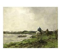 Artery8 Jacob Maris Towpath Canal Horse Painting Unframed Wall Art Print Poster Home Decor Premium
