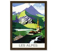 Jacquelin The Alps Mountains French Railway Travel Advert Artwork Framed Wall Art Print A4 Artery8 Brown One Size