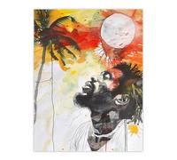 Artery8 Jamaican Man Portrait Sunset Palm Tree Rastafari Living Room Large Wall Art Poster Print Thick Paper 18X24 Inch