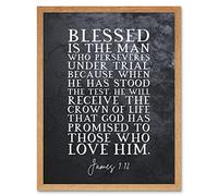 Artery8 James 1:12 Perservere Stood The Test Receive The Crown Of Life Christian Bible Verse Quote Scripture Typography Art Print Framed Poster Wall Decor 12x16 inch