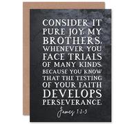 Artery8 James 1:2-3 The Testing of Your Faith Develops Perseverance Christian Bible Verse Quote Scripture Typography Sealed Greeting Card Plus Envelope Blank inside