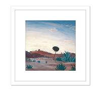 Artery8 James D Innes Spanish Landscape Cropped 8X8 Inch Square Wooden Framed Wall Art Print Picture with Mount in White Artery8 White