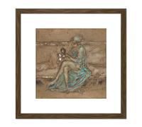 Artery8 James Mcneill Whistler The Green Cap 8X8 Inch Square Wooden Framed Wall Art Print Picture with Mount in Brown Artery8 Brown