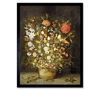 Artery8 Jan Brueghel Still Life With Flowers Painting Art Print Framed Poster Wall Decor 12x16 inch