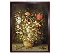Artery8 Jan Brueghel Still Life With Flowers Painting Art Print Framed Poster Wall Decor 12x16 inch
